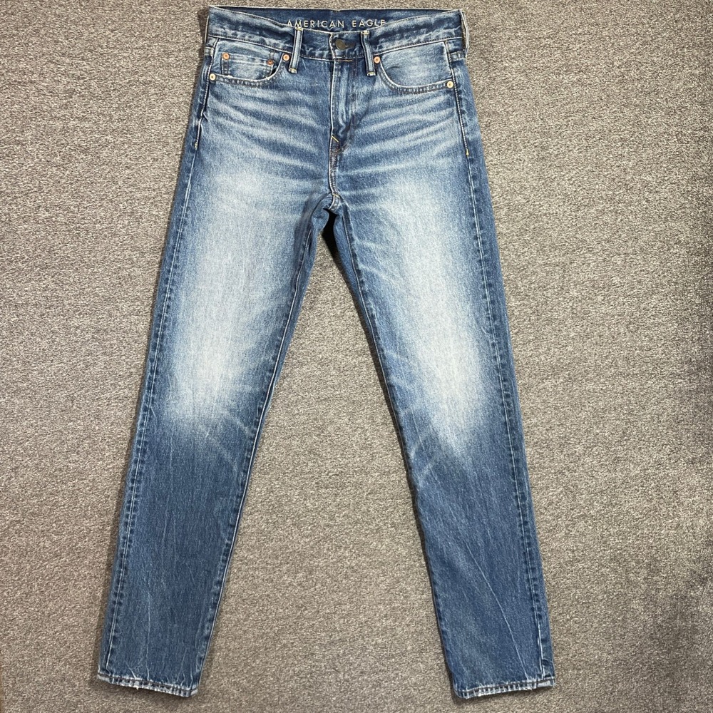 American Eagle Original Straight Jeans Mens 30x36 Medium Wash Recycled Cotton